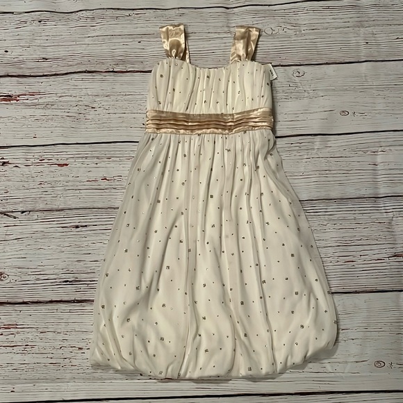 cream gold dress